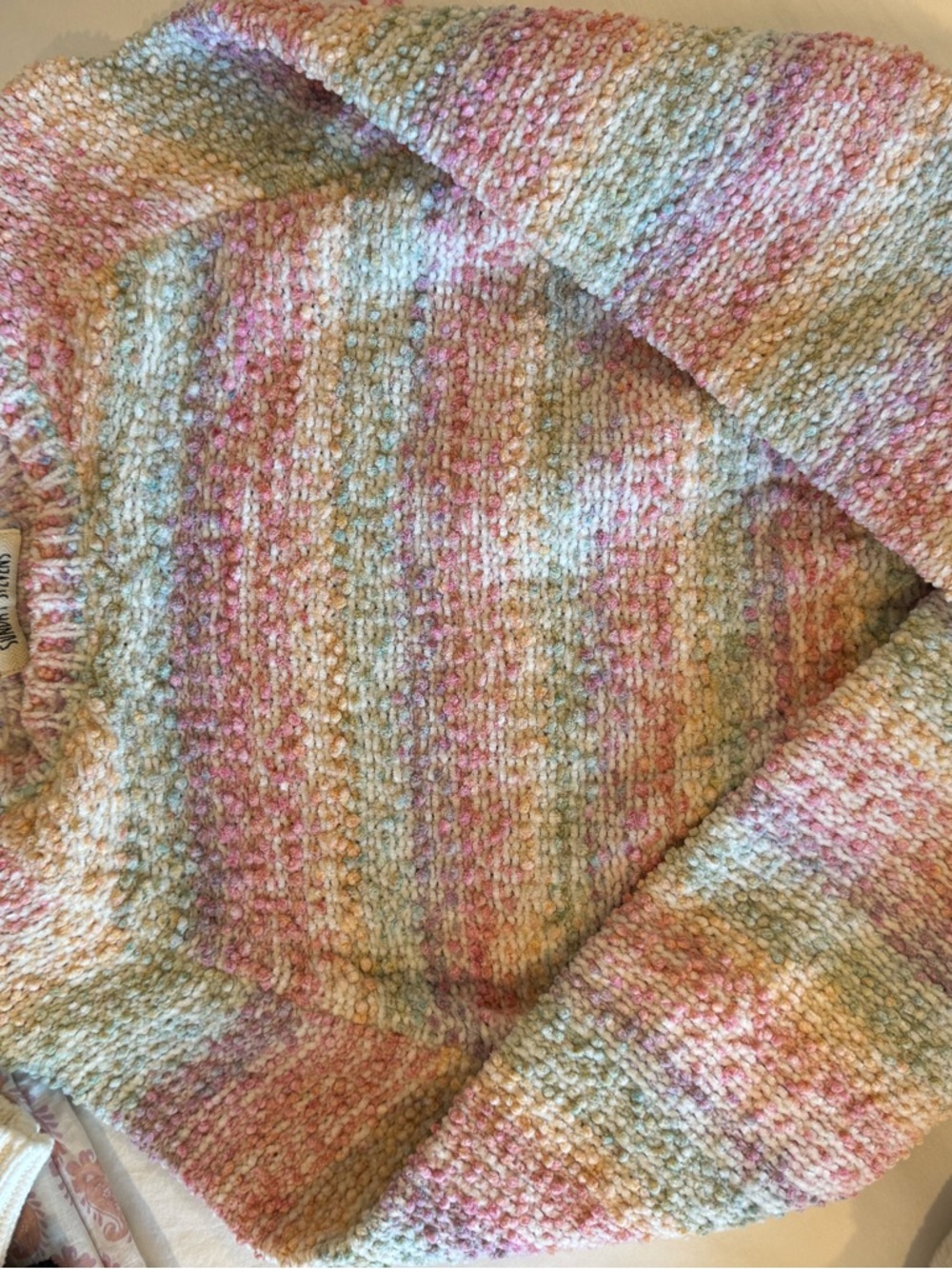 Cozy Pastel Bouclé Sweater - Pink Multi